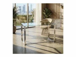 Sale duehome Mesa de escritorio Benetto XL Metal cromado Plateado