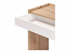 New duehome Mesa de escritorio con cajón Dess Blanco Artik (Blanco Mate) - Roble Nodi Gris