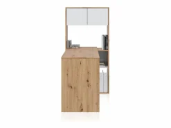 duehome Mesa de escritorio con estantería Dess Blanco Artik (Blanco Mate) - Roble Nodi