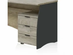 Best duehome Mesa de escritorio Elan 3 cajones Roble Alaska - Gris Antracita Marru00f3n