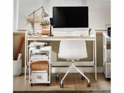 Sobuy Mesa de Escritorio, Mesa de Ordenador con un Estante,Color Blanco, L 125 x H 80 cm FWT41-WN ES