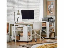 Sobuy Mesa de Escritorio, Mesa de Ordenador con un Estante,Color Blanco, L 125 x H 80 cm FWT41-WN ES