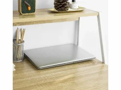 Online Sobuy Mesa de Escritorio Mesa de Ordenador con 2 cajones y 1 Estante L81 cm x P50cm x H100cm FWT63-N ES Color natural claro