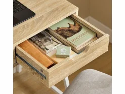 Online Sobuy Mesa de Escritorio Mesa de Ordenador con 2 cajones y 1 Estante L81 cm x P50cm x H100cm FWT63-N ES Color natural claro