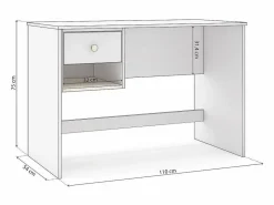 duehome Mesa de escritorio Misty Breeze Blanco - Oak Soft