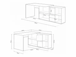 Discount Mesa de escritorio multiposición en blanco mate y roble canadian 136x139 cm Move Blanco Artik (Blanco Mate) - Roble Canadian Consola Escritorio