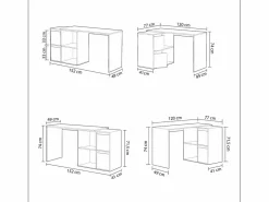 duehome Mesa de escritorio multiposición Spacio Blanco Artik (Blanco Mate)