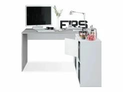 duehome Mesa de escritorio multiposición en blanco mate y cemento 136x139 cm Move Blanco Artik (Blanco Mate) - Cemento