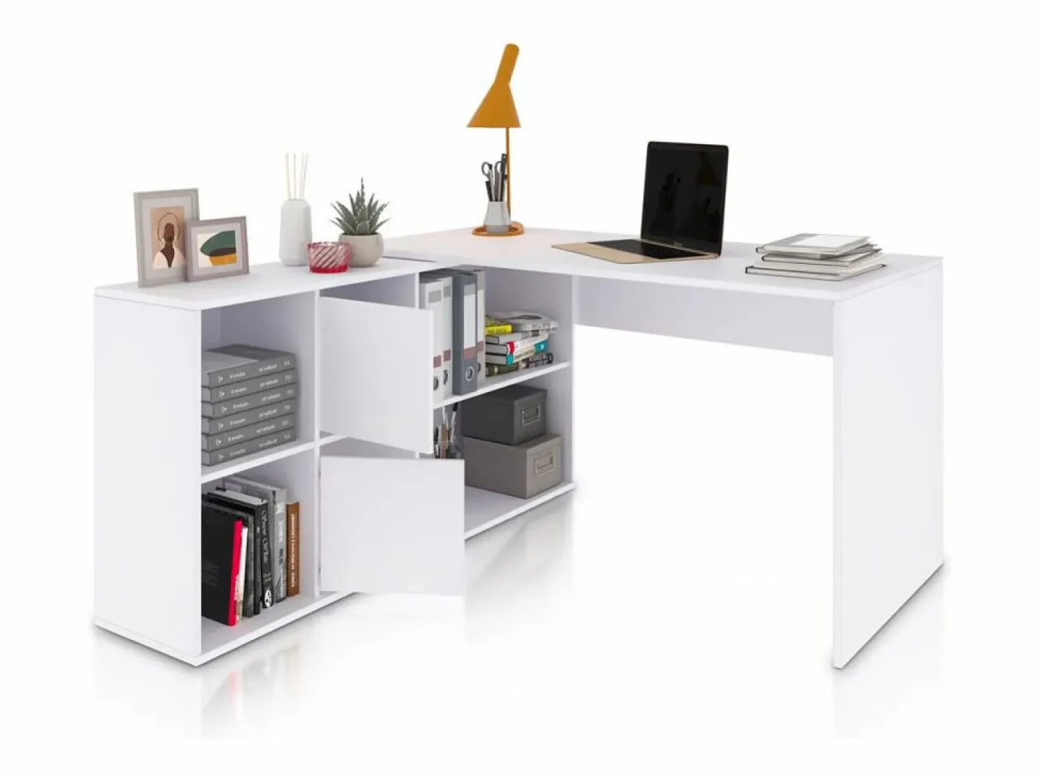 Hot duehome Mesa de escritorio multiposición en blanco mate 136x139 cm Move Blanco Artik (Blanco Mate) Gris