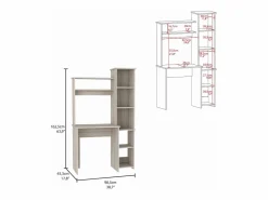 TuHome Mesa de Escritorio Versalles con estantería , 162.30 cm X 98.29 cm X 45.21 cm , Ceniza
