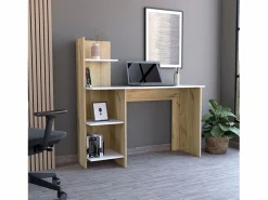 Clearance TuHome Mesa de Escritorio Vilna 120, con estantería , 119.88 cm X 119.88 cm X 44.95 cm , Duna / Blanco Multicolor