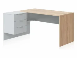 duehome Mesa de escritorio Work Blanco Artik (Blanco Mate) - Roble Canadian