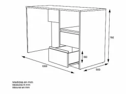 Outlet Mesa de estudio 2 cajones acabado roble cortez/blanco 75 cm(alto)120 cm(ancho)50 cm(fondo) Marru00f3n