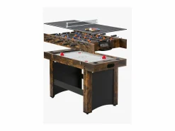 Best Mesa de Hockey de Aire SucceBuy 3 en 1 de 137 cm con Ping Pong para el Hogar y la Oficina Marru00f3n