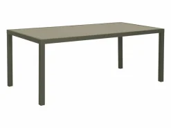 Sweeek Mesa de jardín de aluminio, 8 sillas de textileno verde kaki