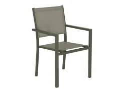 Sweeek Mesa de jardín de aluminio, 8 sillas de textileno verde kaki
