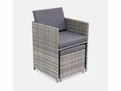 Hot Sweeek Mesa de jardín de resina de 10 plazas varios tonos de es Gris
