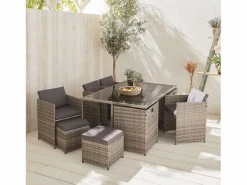 Hot Sweeek Mesa de jardín de resina de 10 plazas varios tonos de es Gris