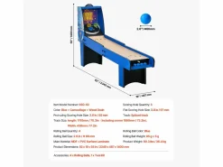 Mesa de Juegos Arcade SucceBuy, Roll & Score 2,4 m, Contador Electrónico, Sala de Juegos Familiar