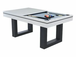 Concept-Usine Mesa de juegos multijugador 3 en 1 billar y ping-pong en madera blanca DENVER