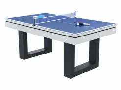 Concept-Usine Mesa de juegos multijugador 3 en 1 billar y ping-pong en madera blanca DENVER