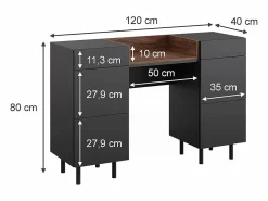 Best Vicco Mesa de maquillaje antracita 120x40x80 anika Gris antracita