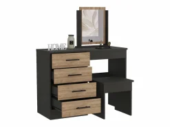 TuHome Mesa de Maquillaje con Espejo Kaia y asiento incluido 126.7CM A X 100CM L X 42.5CM P Wengue / Miel