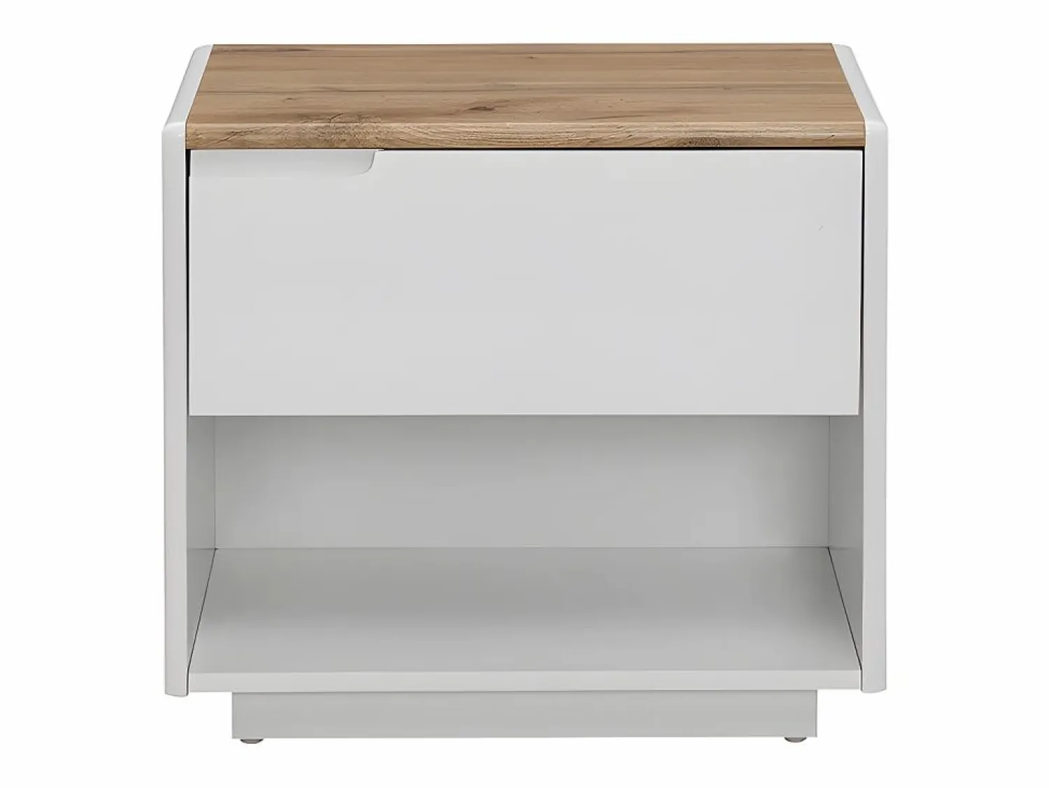 Clearance Vente-unique Mesa de noche - 1 cajón y 1 estante - MDF - Blanco lacado y roble - AMANI Color natural claro / Blanco