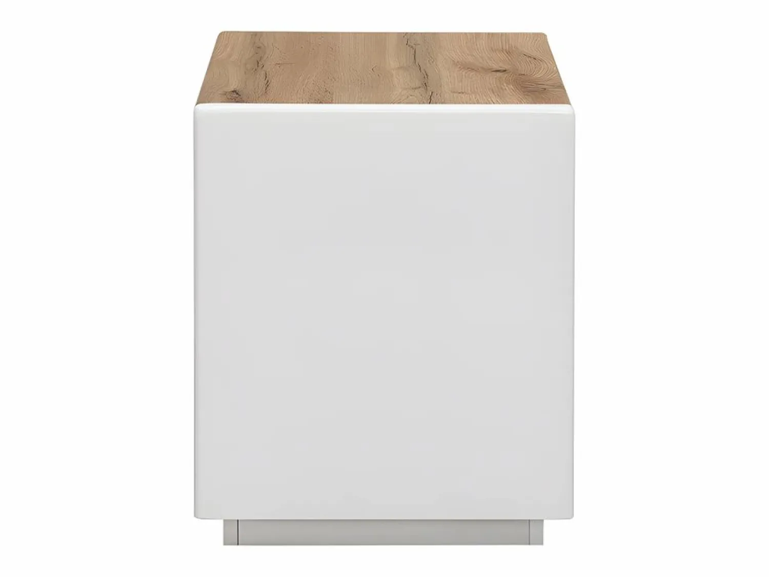 Clearance Vente-unique Mesa de noche - 1 cajón y 1 estante - MDF - Blanco lacado y roble - AMANI Color natural claro / Blanco