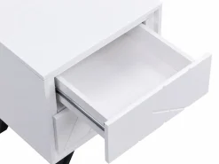 Vente-unique Mesa de noche 2 cajones con LEDs de MDF lacado - SALIANO