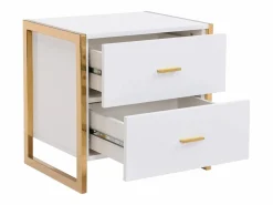 Discount Vente-unique Mesa de noche con 2 cajones de MDF lacado y dorado - OMBRELIA de Pascal Morabito Blanco