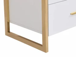 Discount Vente-unique Mesa de noche con 2 cajones de MDF lacado y dorado - OMBRELIA de Pascal Morabito Blanco