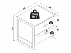 Discount Vente-unique Mesa de noche con 2 cajones de MDF lacado y dorado - OMBRELIA de Pascal Morabito Blanco