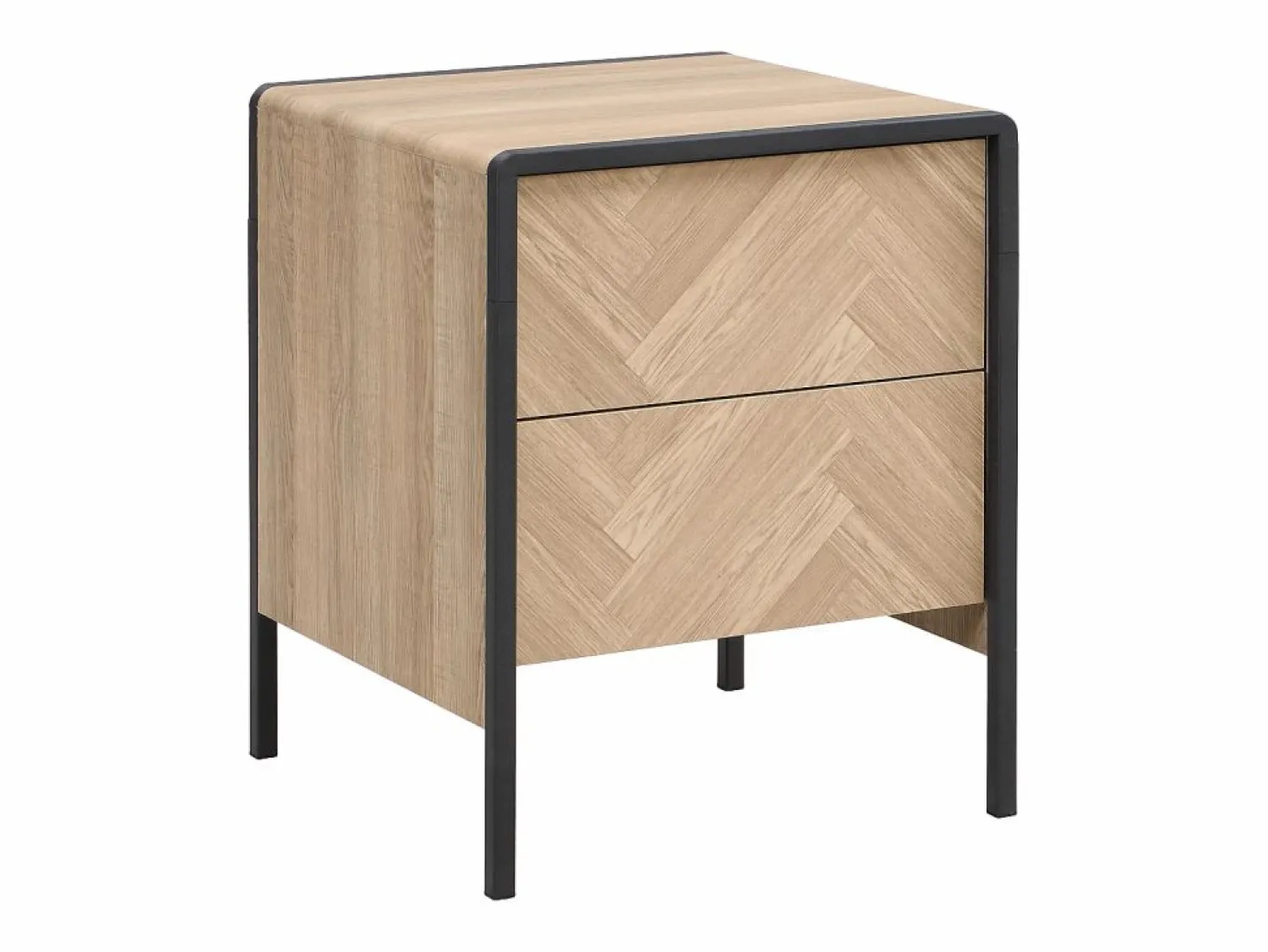 Clearance Vente-unique Mesa de noche con 2 cajones de MDF color natural y negro - TUMACO Negro / Color natural claro