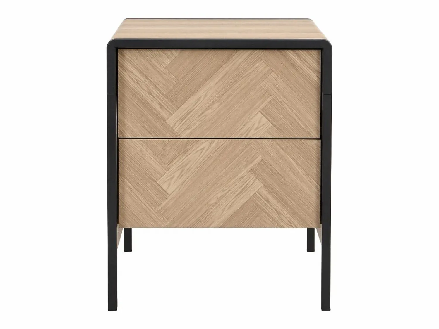 Clearance Vente-unique Mesa de noche con 2 cajones de MDF color natural y negro - TUMACO Negro / Color natural claro