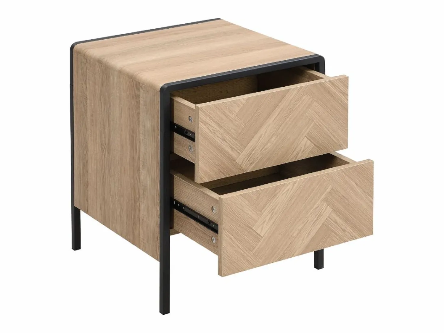 Clearance Vente-unique Mesa de noche con 2 cajones de MDF color natural y negro - TUMACO Negro / Color natural claro