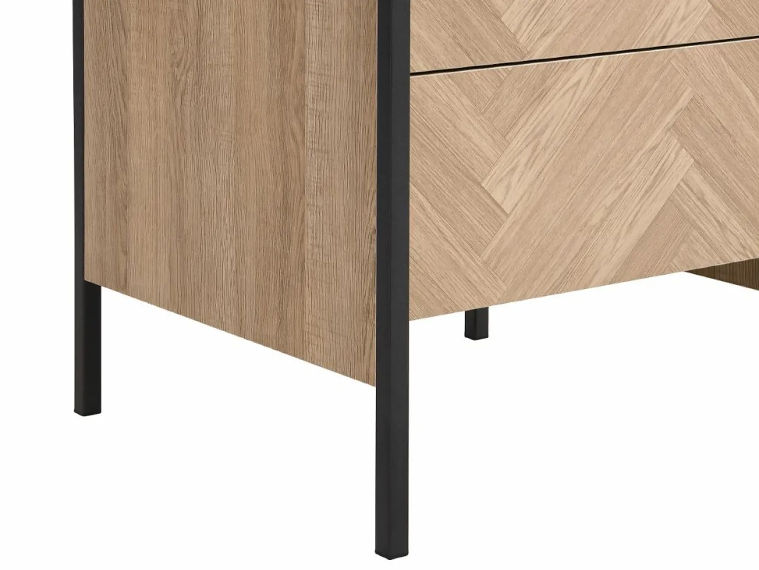 Clearance Vente-unique Mesa de noche con 2 cajones de MDF color natural y negro - TUMACO Negro / Color natural claro