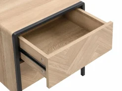 Clearance Vente-unique Mesa de noche con 2 cajones de MDF color natural y negro - TUMACO Negro / Color natural claro