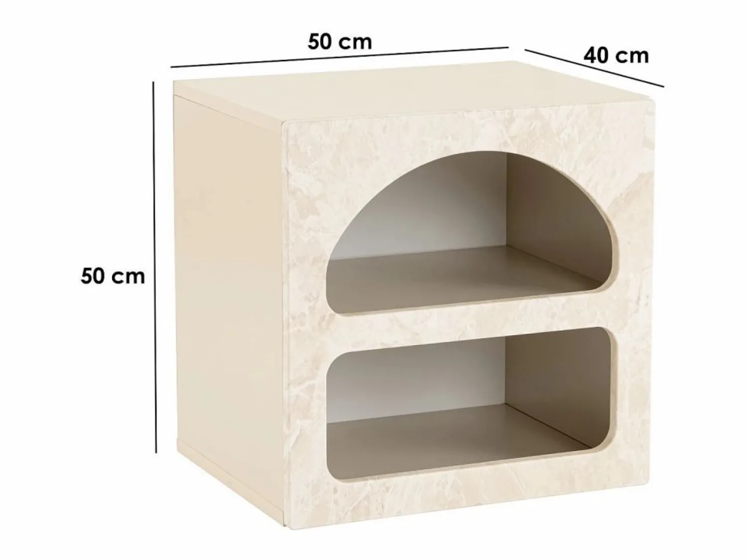 Hot Vente-unique Mesa de noche con almacenamiento - efecto mármol - LUELA Beige