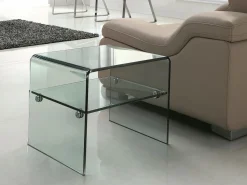 Sale Mesa de noche con un estante de cristal templado STILEOS Mesita De Noche