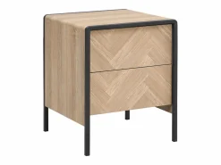 Vente-unique Mesa de noche lote de 2 con 2 cajones de MDF color natural y negro - TUMACO