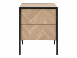 Vente-unique Mesa de noche lote de 2 con 2 cajones de MDF color natural y negro - TUMACO