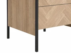 Vente-unique Mesa de noche lote de 2 con 2 cajones de MDF color natural y negro - TUMACO