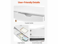 Outlet Mesa de Oficina Pequeña SucceBuy Escritorio Pequeño para Ordenador con Cajones para Dormitorio, y Madera Blanco
