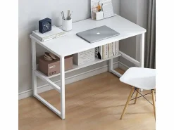 Mesa de ordenador blanca para jovenes con estante moderna 100 cm