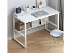 Mesa de ordenador blanca para jovenes con estante moderna 100 cm