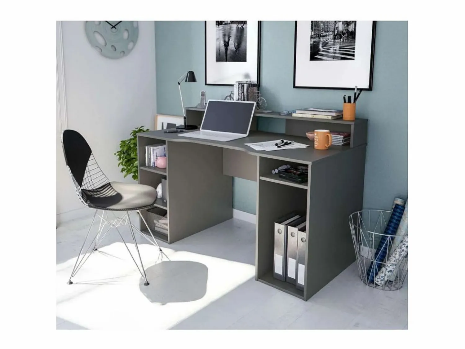 Sale Mesa de ordenador color antracita Gamer 88 cm (alto) x 136 cm (ancho) x 67 cm (prof.) Gris