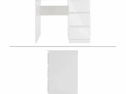 Clearance Mesa de ordenador con 3 cajones mesa de trabajo blanca Mesa De Ordenador
