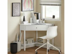 Best Sobuy Mesa de Ordenador, Mesa de Escritorio con un Cajón, Triangular,,FWT31-W ES Blanco