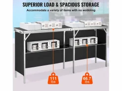 Hot Mesa de Pódium SucceBuy para Salón Profesional, 197,5 x 38,5 cm, Mostrador de Exposición Plegable con Soporte de Almacenamiento y Bolsa de Transporte Negro